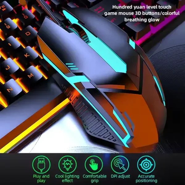Rainbow Backlit Game Keyboard and Mouse set - Image 4